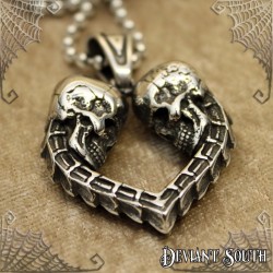 Stainless Steel Skulls Heart Pendant Necklace