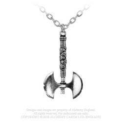 Alchemy Gothic P11 Double Axe pewter pendant necklace