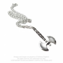 Alchemy Gothic P11 Double Axe pewter pendant necklace