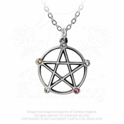 Pastel Swarovski Necklace -- Alchemy P786 Wiccan Elemental Pentacle