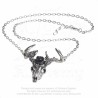 Pewter Stag Skull Necklace -- Alchemy P807 White Hart, Black Rose