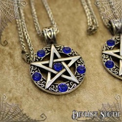 Stainless Steel Pentacle Necklace - Blue