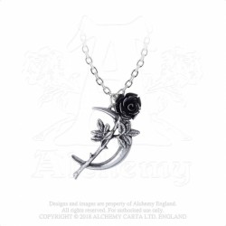 Alchemy Gothic P843 New Romance -- black rose crescent moon pewter pen