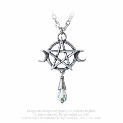 Alchemy Gothic P845 Goddess -- pentacle triple moon pewter pendant nec