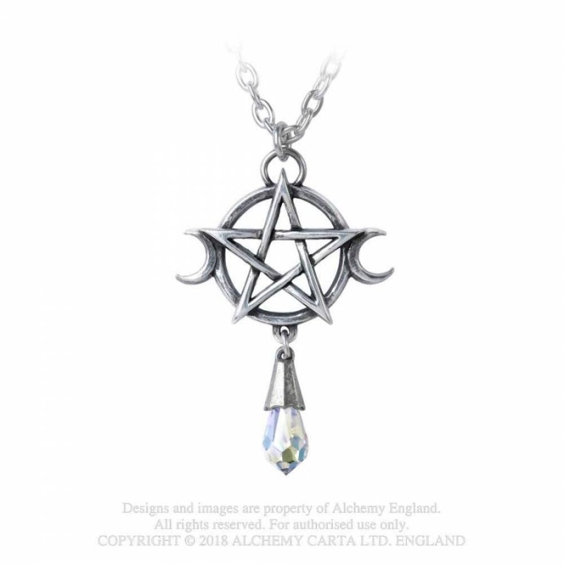 Alchemy Gothic P845 Goddess -- pentacle triple moon pewter pendant nec