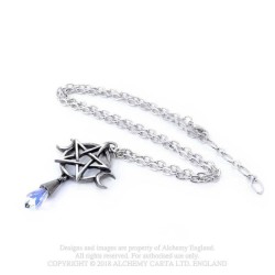 Alchemy Gothic P845 Goddess -- pentacle triple moon pewter pendant nec