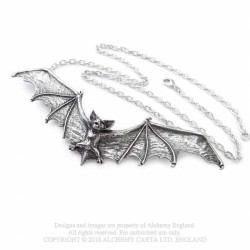 Alchemy Gothic P121 Gothic Bat pewter pendant necklace