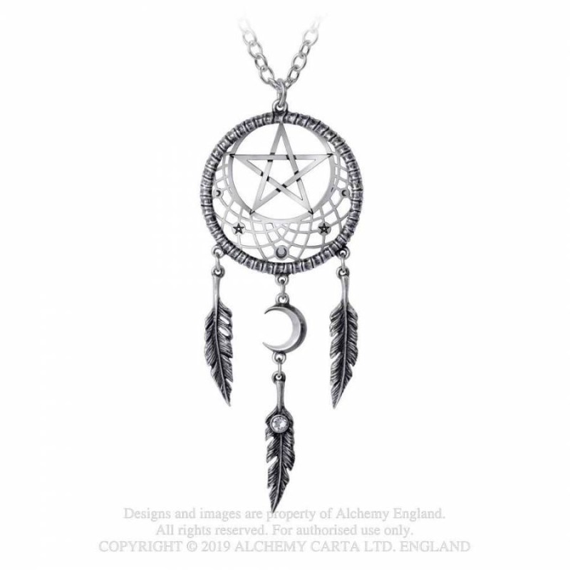 Alchemy Gothic P873 Pagan Dream Catcher pewter pendant necklace