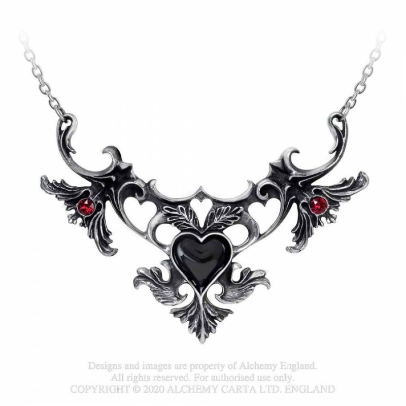 Alchemy Gothic P907 Mon Amour de Soubise -- black heart red Swarovksi