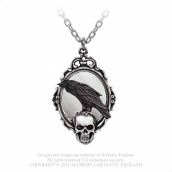 Alchemy Gothic P919 Reflections of Poe -- black raven mirror skull