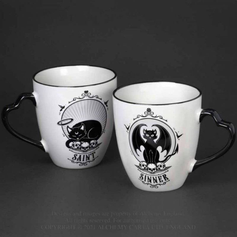 Alchemy Gothic CM4 Saint & Sinner Double Sided Couple Mug Set (pair)