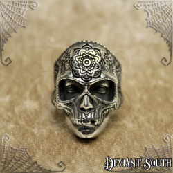 Stainless Steel Skull Mandala Mask Ring