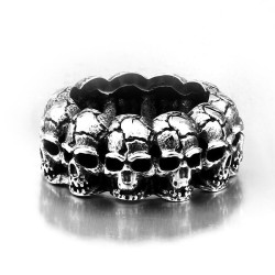 Stainless Steel Thick Skull Band Ring