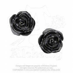 Alchemy Gothic E339 The Romance of Black Rose Stud Earrings (pair)