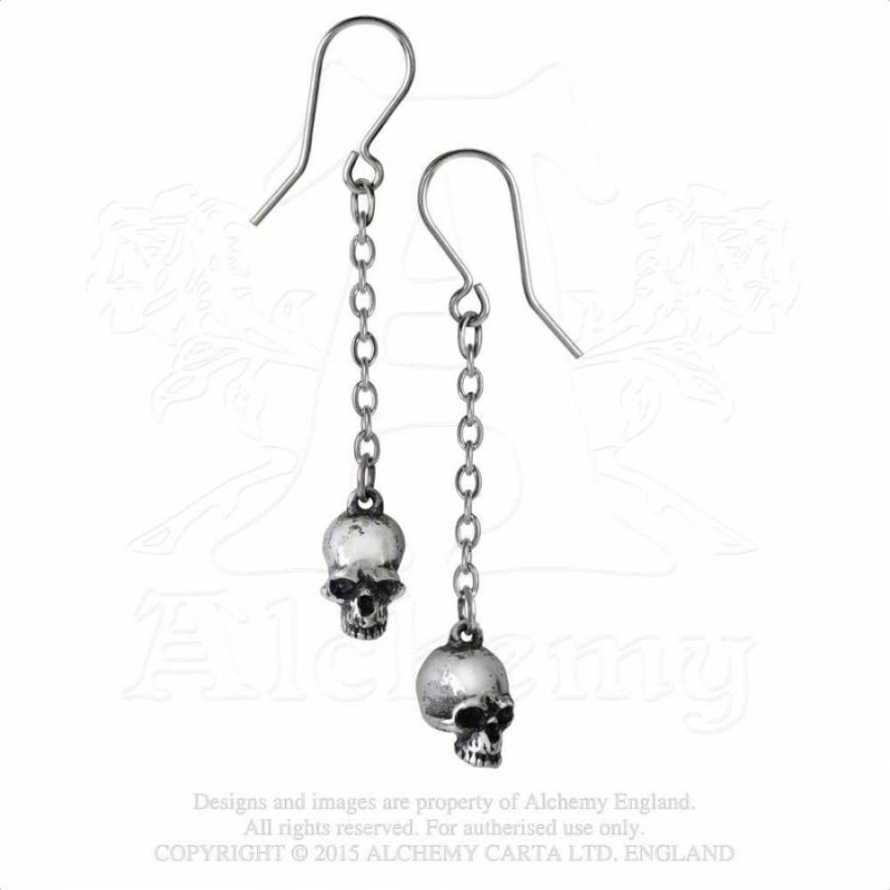 Alchemy Gothic E364 Deadskull Dropper Earrings (pair)