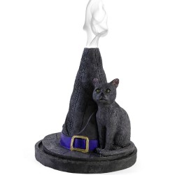 Witch Hat With Cat Incense Cone Holder (cone incense not included)