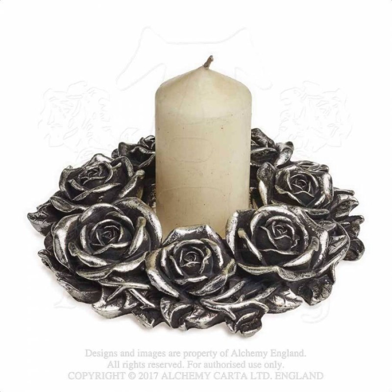 Alchemy Gothic V65 Rose Wreath Wall Plaque / Candle Wreath