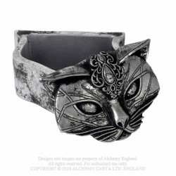 Alchemy Gothic V78 Sacred Cat Trinket Box - Antique Silver