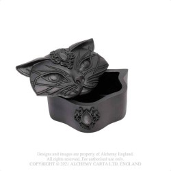 Alchemy Gothic V78B Sacred Cat Trinket Box - Black