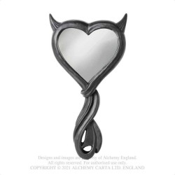 Alchemy Gothic V80B Devil's Heart Hand Mirror - Black