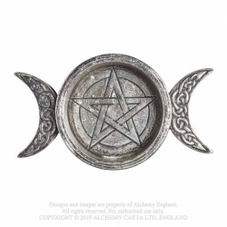 Alchemy Gothic V85 Triple Moon Trinket Dish / Candle Holder