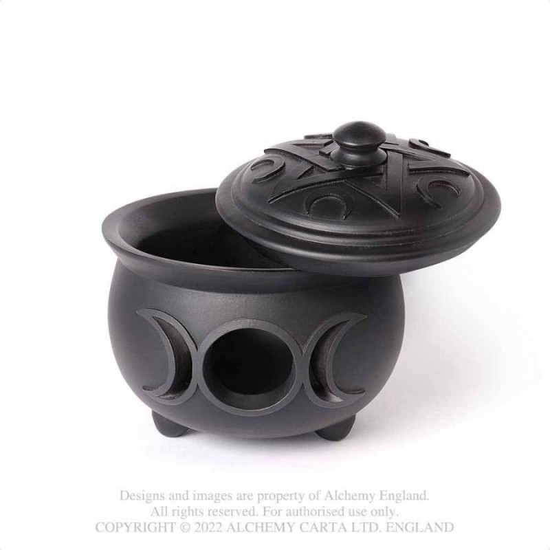 Alchemy Gothic V107 Triple Moon Cauldron Pot - Black