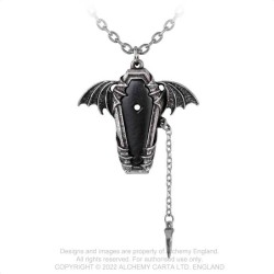 Alchemy Gothic P927 Eternal Sleep -- winged coffin-shaped pewter