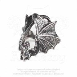 Alchemy Gothic AG-R216 Stealth -- bat wings pewter ring