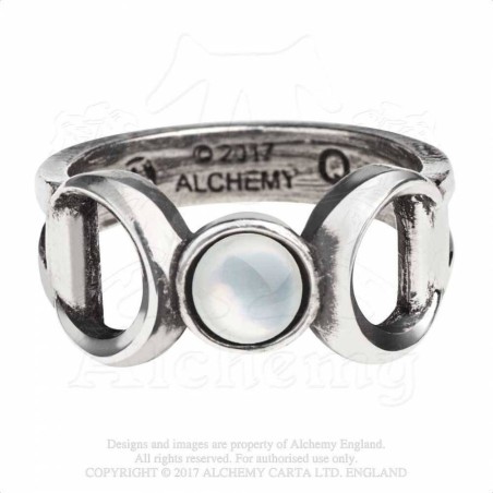 Alchemy Gothic AG-R219 Triple Goddess ring -- Mother of Pearl