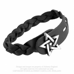 Alchemy Gothic A37 Pentagram Gaelic Plait Leather Wriststrap