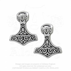Alchemy Gothic E384 Thor Hammer Studs stud earrings (pair), Fine English Pewter