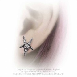 Alchemy Gothic E449 Baphomet -- ram's head pewter studs (pair)