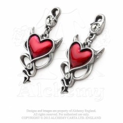 Alchemy Gothic ULFE22 Devil Heart Stud Earrings (pair)