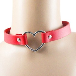 PU Leather Heart Choker Collar - Red