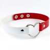 PU Leather Heart Choker - Two-tone - White & Red
