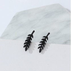 Black Branch Leaf Earrings (pair)