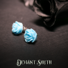 Glitter Rose Stud Earrings - Blue