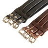 Wide Genuine Leather Unisex Wristband - Black - 3 Buckle