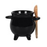 Black Cauldron Egg Cup with Brown Broom Spoon