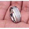 Stainless Steel Carbon Fiber Weave Inlay Band Ring