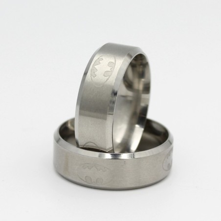 Stainless Steel Silver Batman Ring
