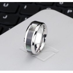 Stainless Steel Shell Inlay 8mm Band Ring