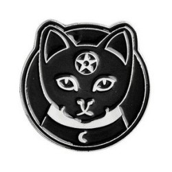 Black Cat Pentagram Crescent Moon Enamel Pin Badge