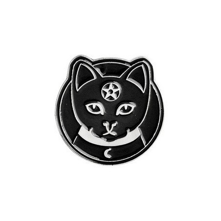 Black Cat Pentagram Crescent Moon Enamel Pin Badge