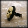 Deviant South Medium Skull Cameo Black Adjustable Ring