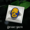 Deviant South Medium Madame Squelette Cameo Silver Adjustable Ring - Yellow & Blue
