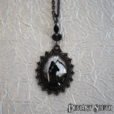 Deviant South 'My Soul To Reap' Cabochon Bronze Necklace - Grim Reaper
