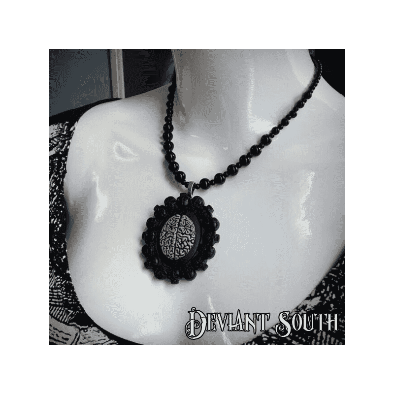 Deviant South Brains Cameo Necklace with Skull Frame