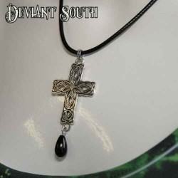 Deviant South Cross PU Leather Necklace