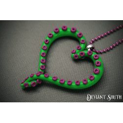 Deviant South Green Purple Tentacle Heart Pendant Necklace